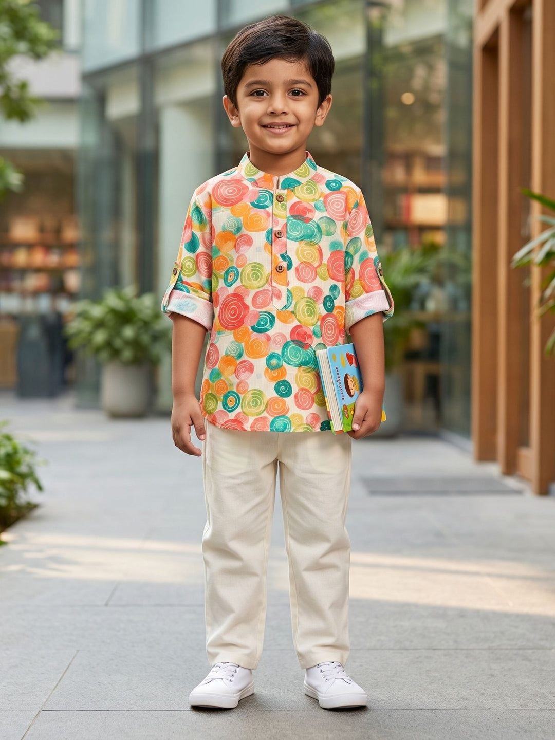Watercolor Painted Circles Short Kurta