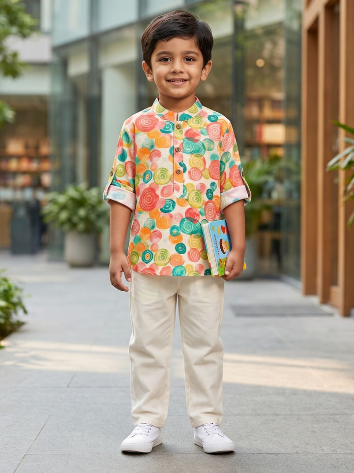 Watercolor Painted Circles Short Kurta