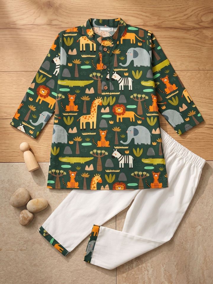 Olive Animal Kingdom Print
