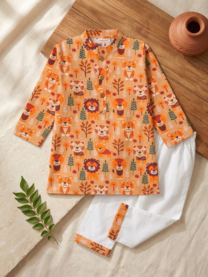 Orange Floral Animal Print