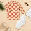 Peach Floral Motif Print Kurta Pajama Set