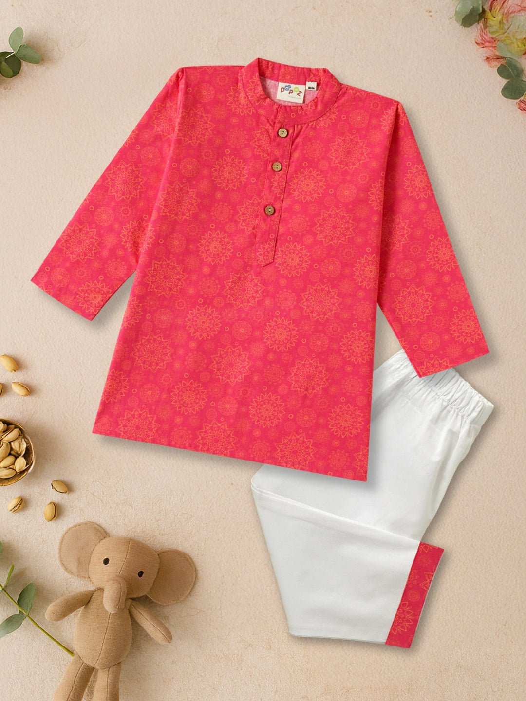 Pink Floral Mandala Motif Print