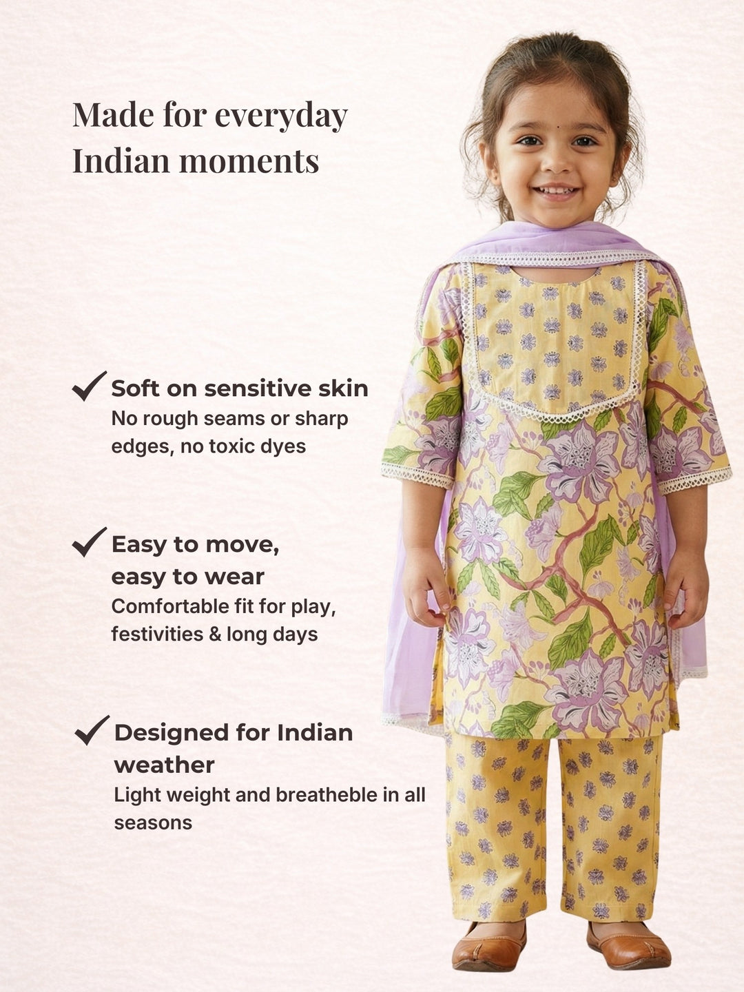 Yellow Floral Print Kurti Set