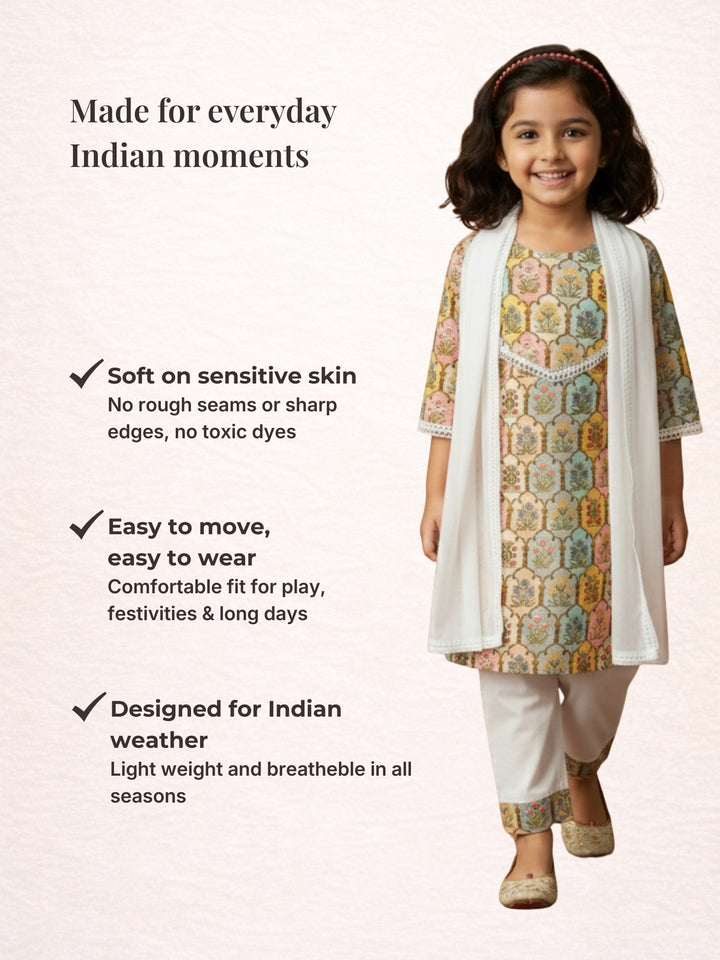 Multicolor Floral Print Kurti Set