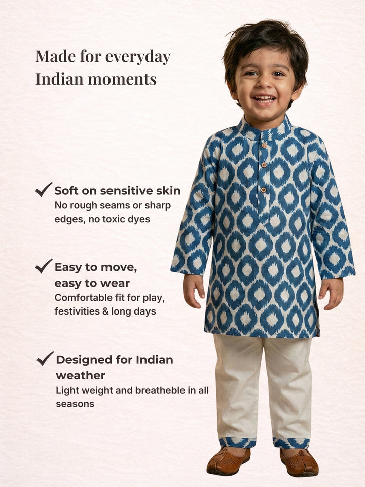 Blue Ikat Kurta Pajama Set