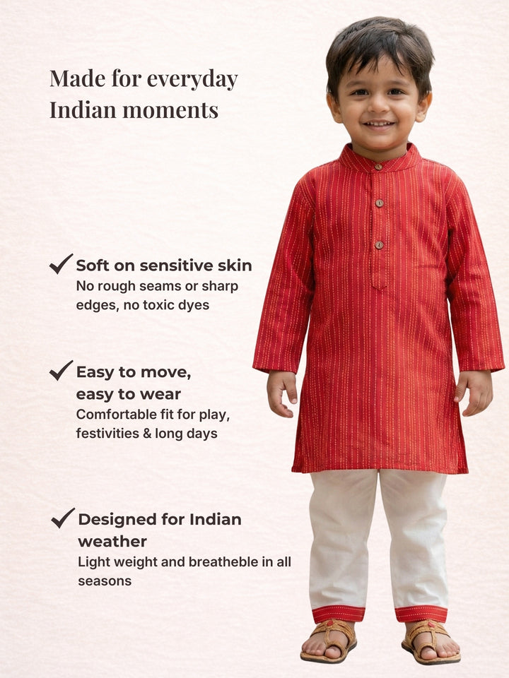 Red Middle Cut Katha