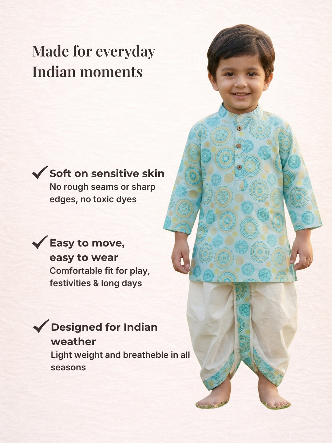 Aqua Mandala Kurta Dhoti Set