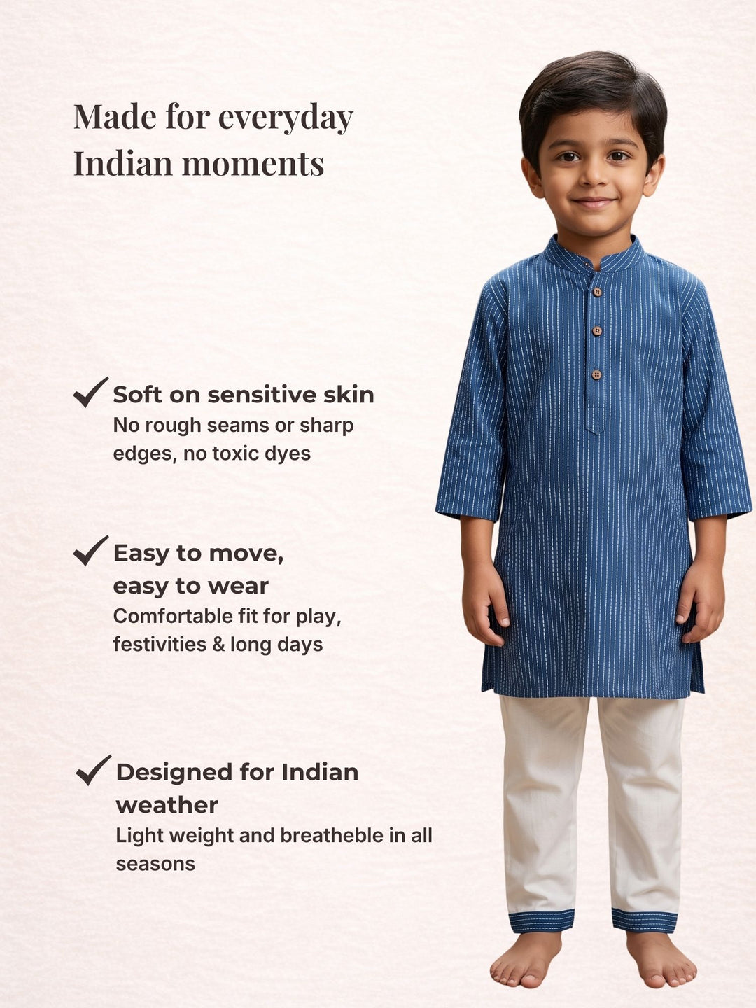 Blue Middle Cut Katha
