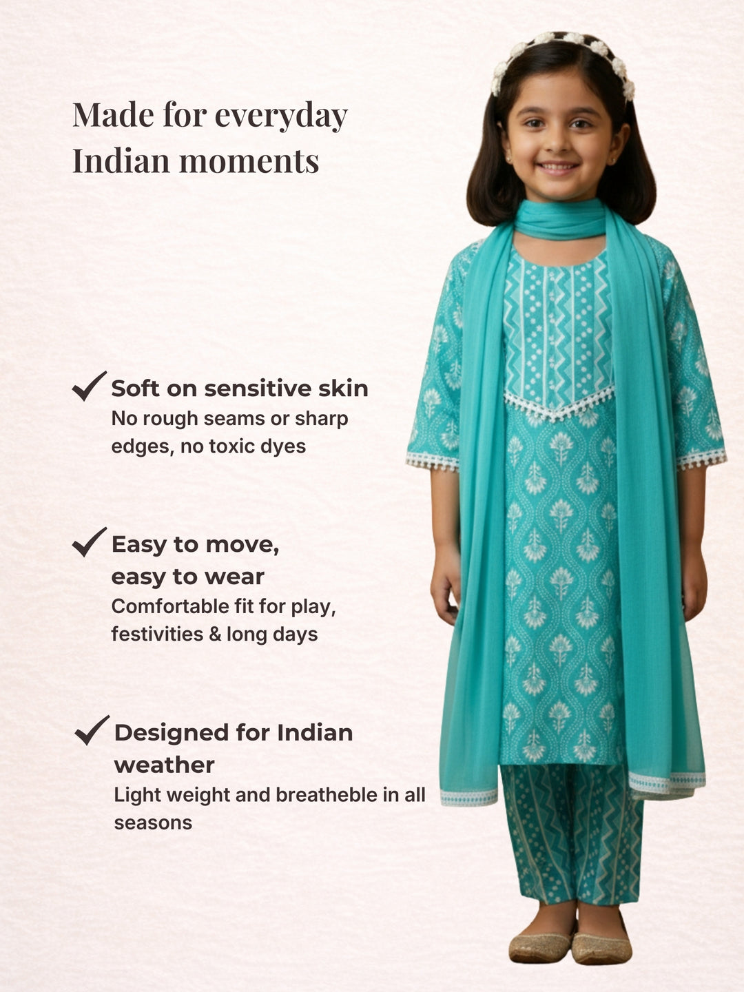 Aqua Motif Print Kurti Set