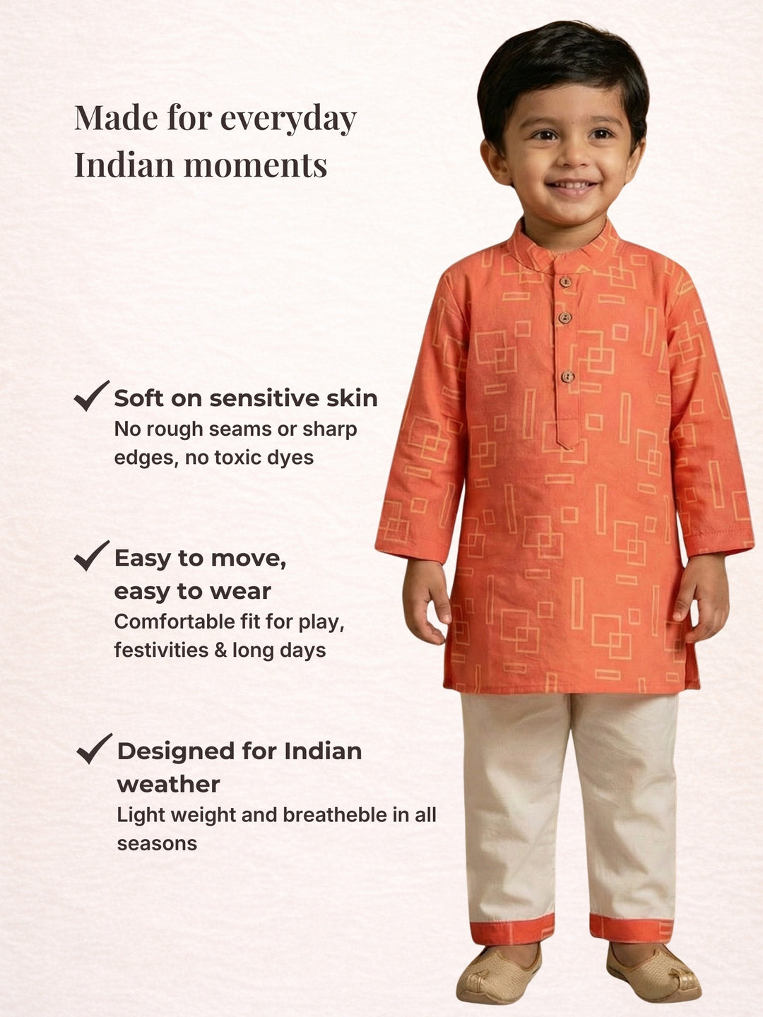 Coral Geometric Shapes Print