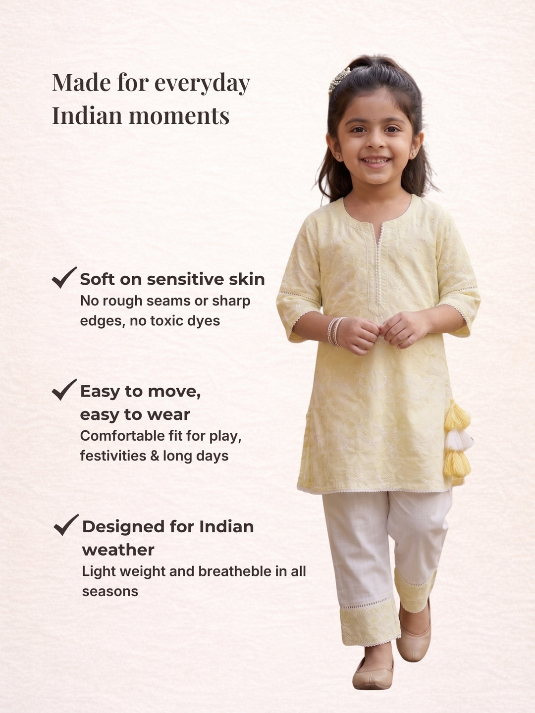 Yellow Embroidered Kurti Set
