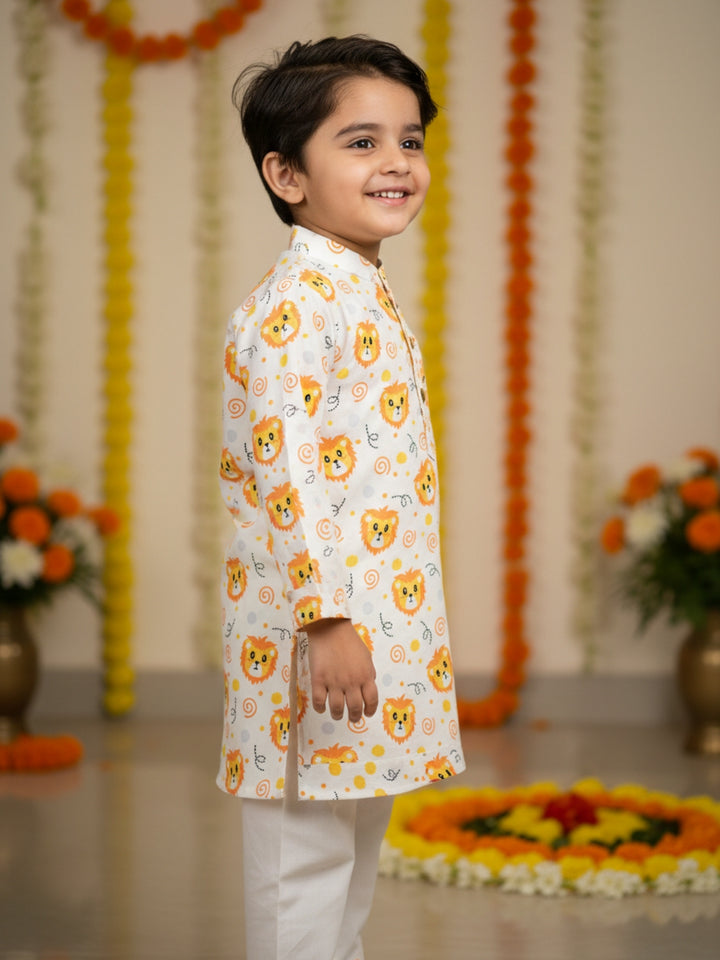 White Lion Faces Print