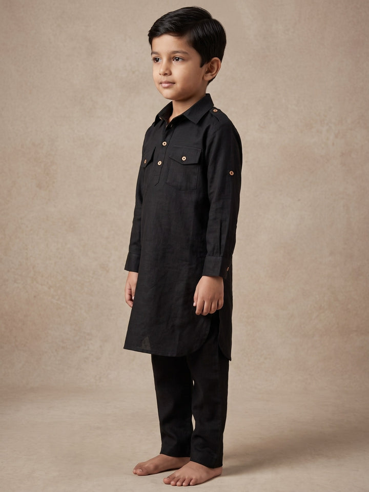 Black Pathani Kurta Pajama