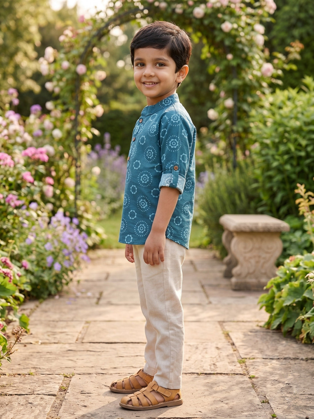 Navy Blue Mandala Short Kurta
