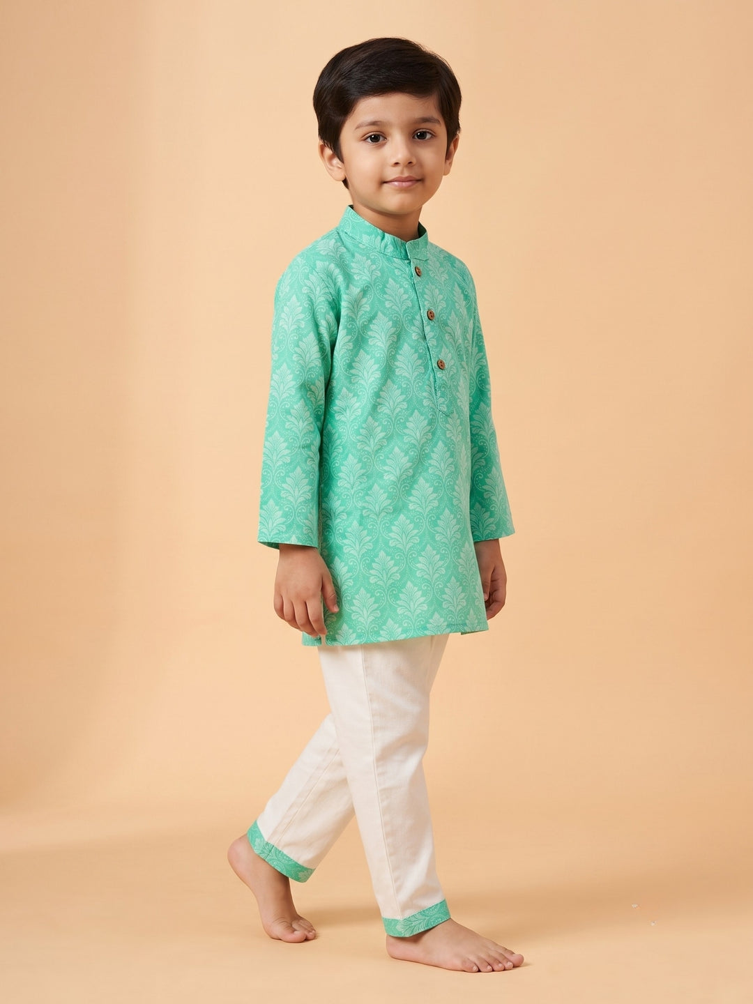 Aqua Floral Motif Print