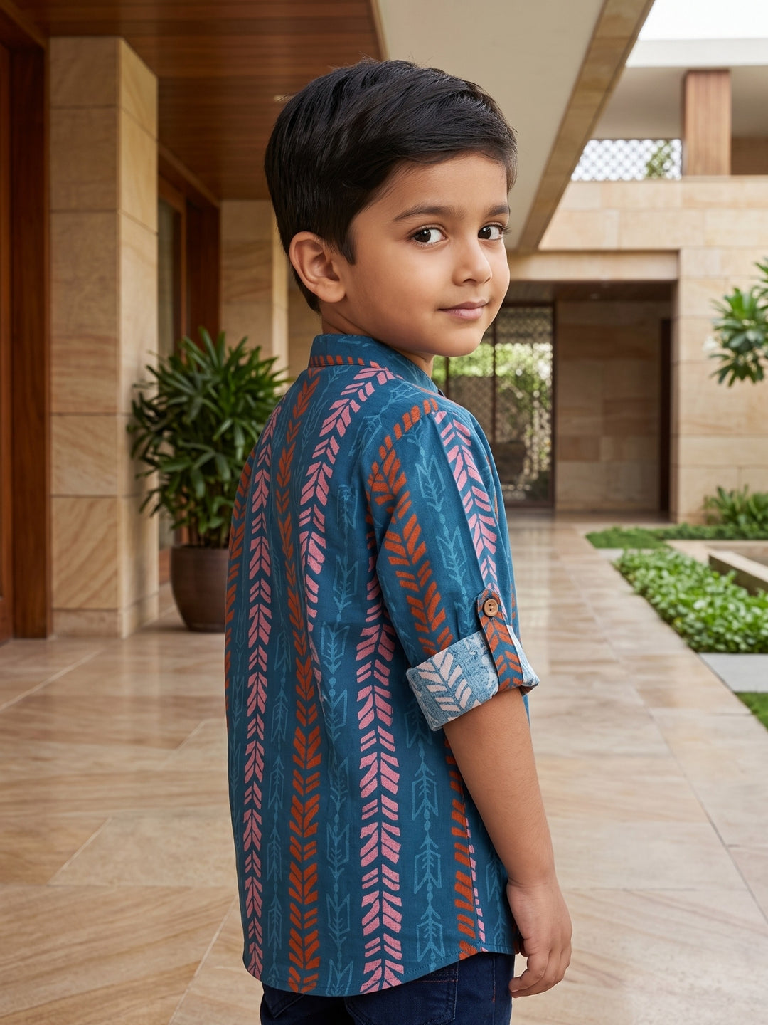 Blue Boho String Short Kurta