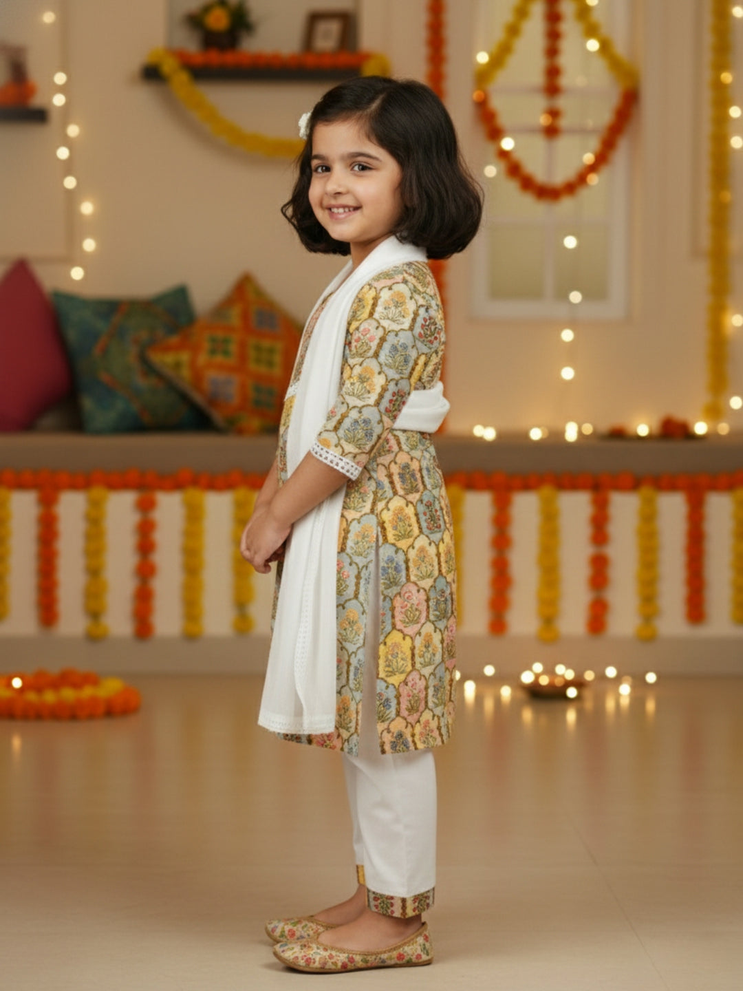 Multicolor Floral Print Kurti Set