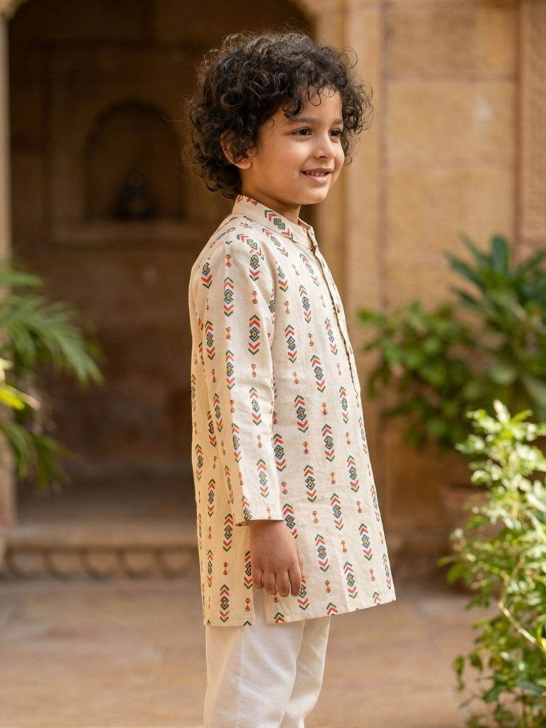 Ivory Tribal Motif Print