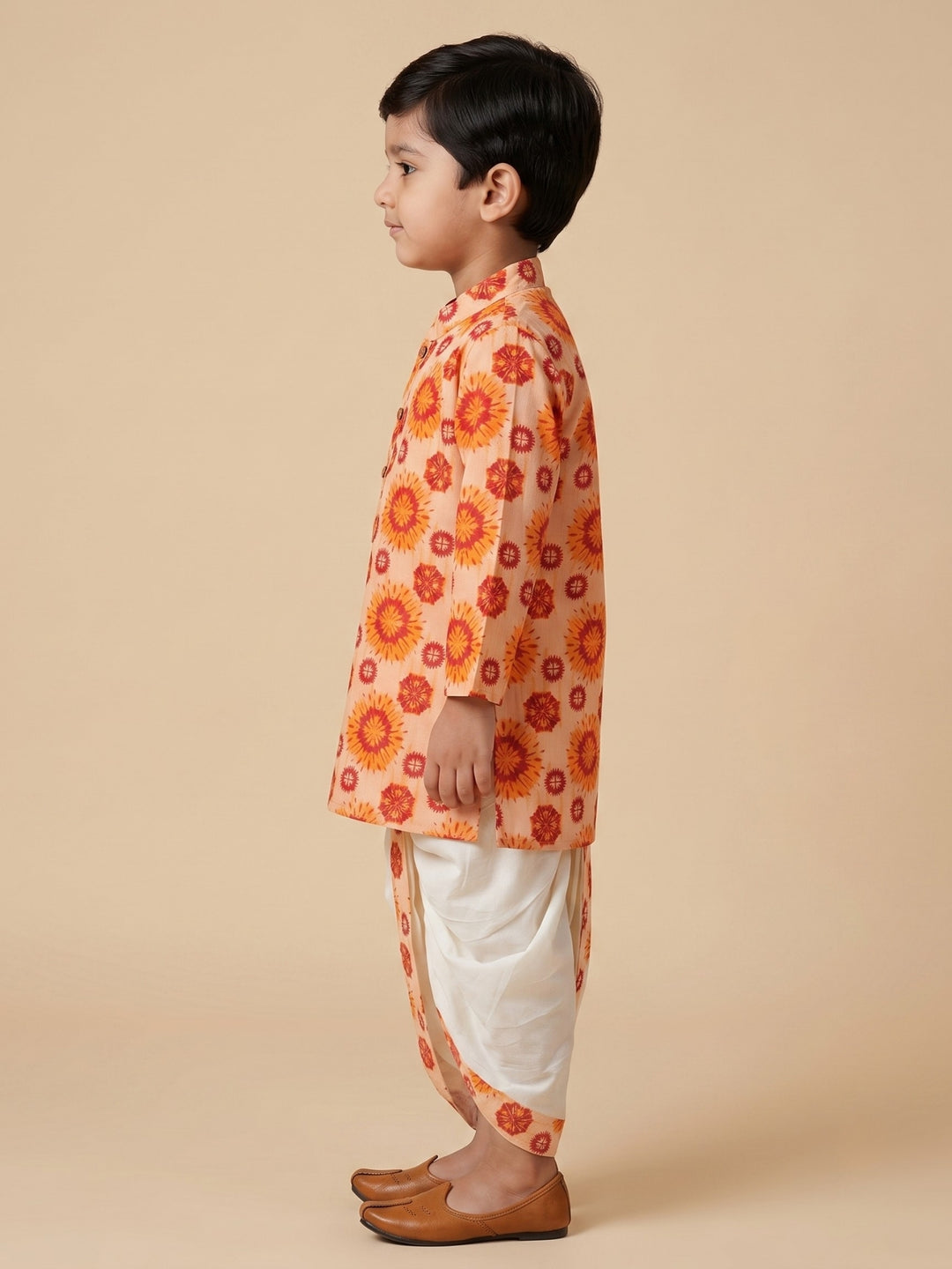 Orange Mandala Kurta Dhoti Set