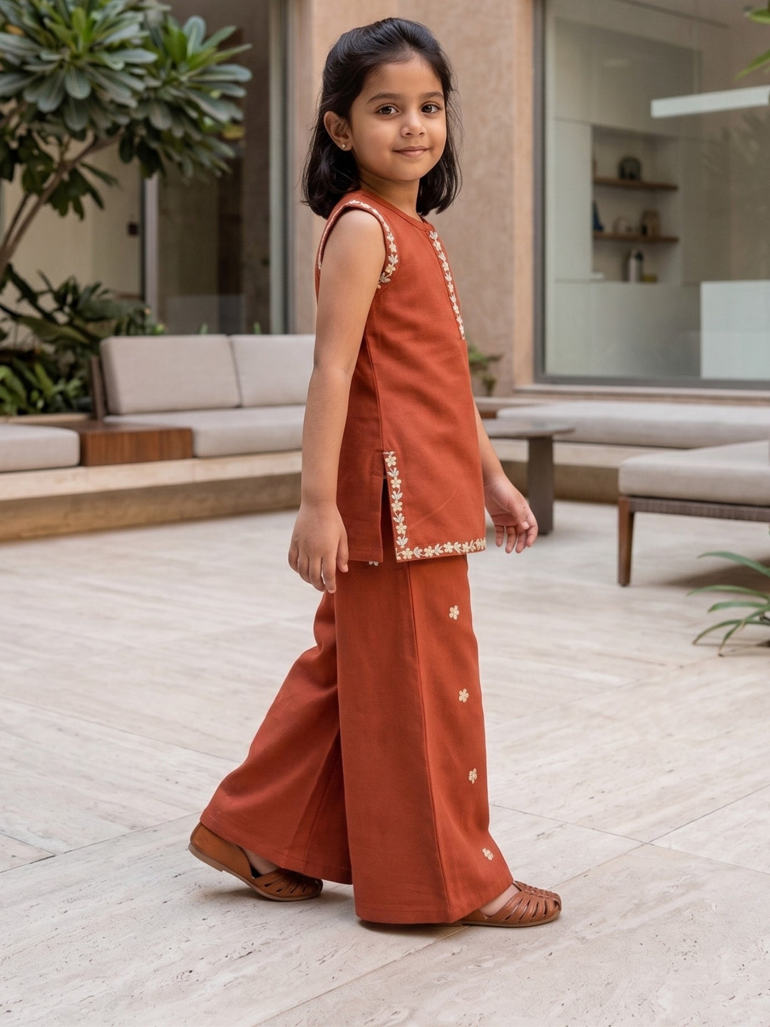 Maroon Embroidered Kurti Palazzo