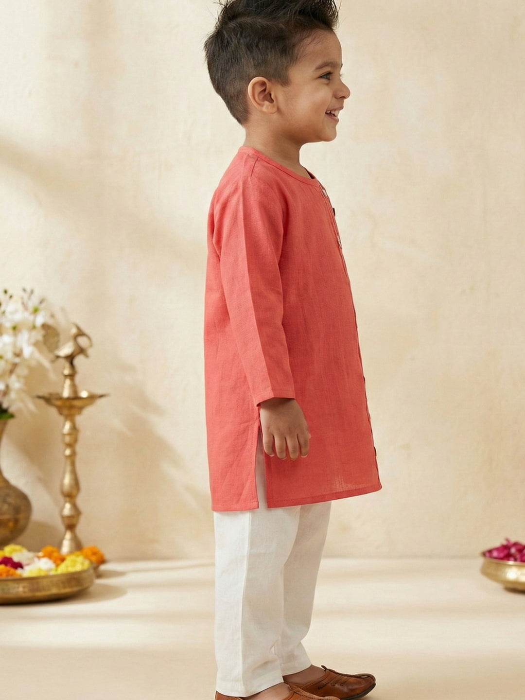 Coral Embroidered Side Cut