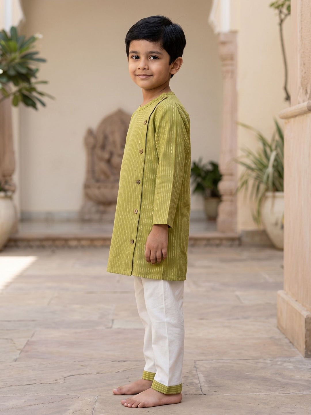 Olive Side Cut Katha