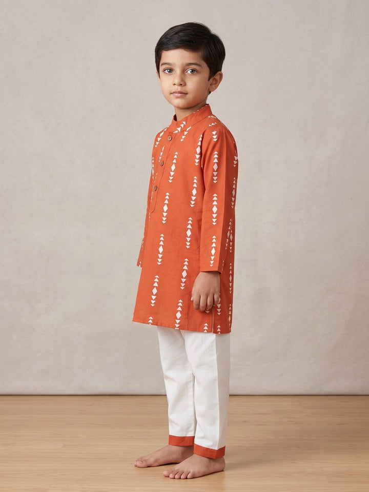 Rust Boho Motif Print