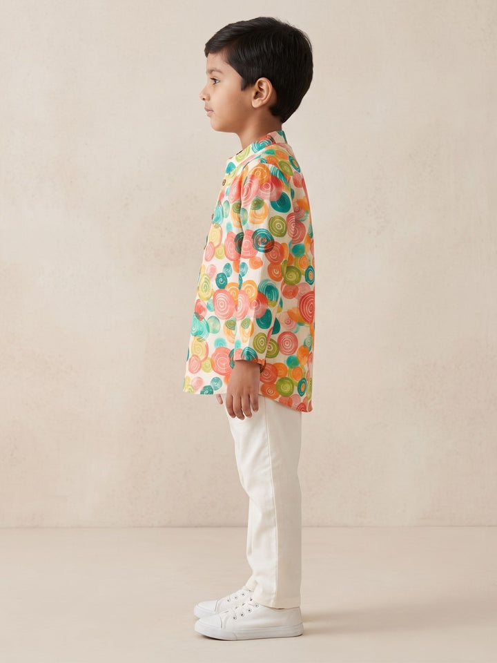 Watercolor Painted Circles Short Kurta