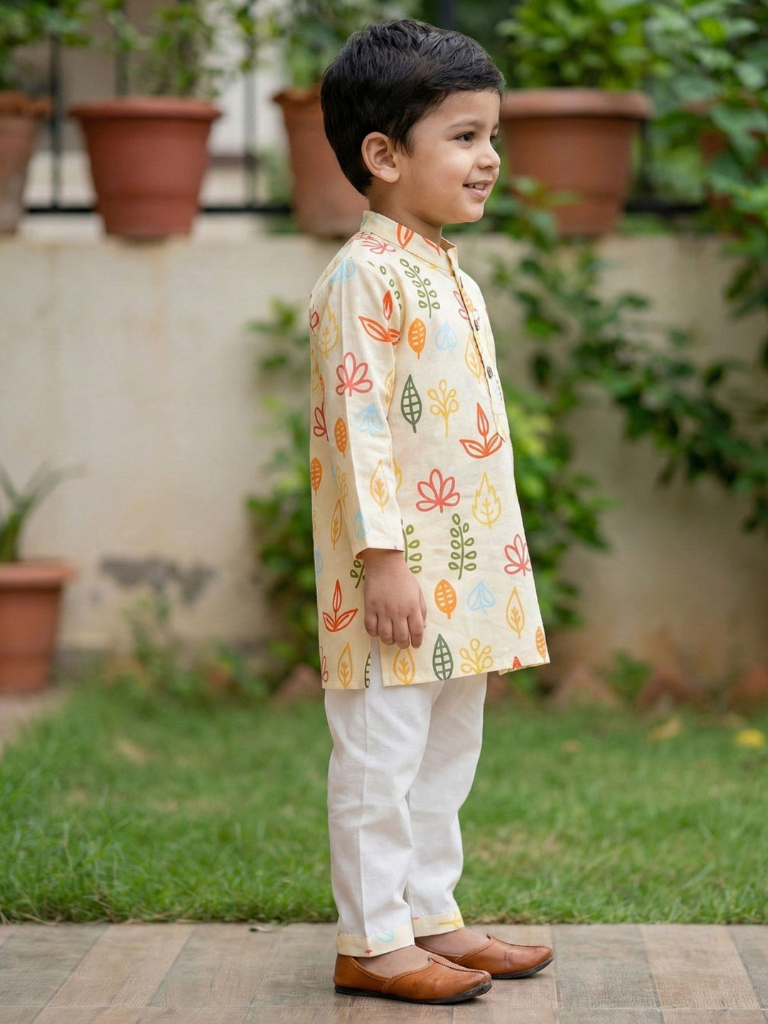 Yellow Fern & Leaves Print