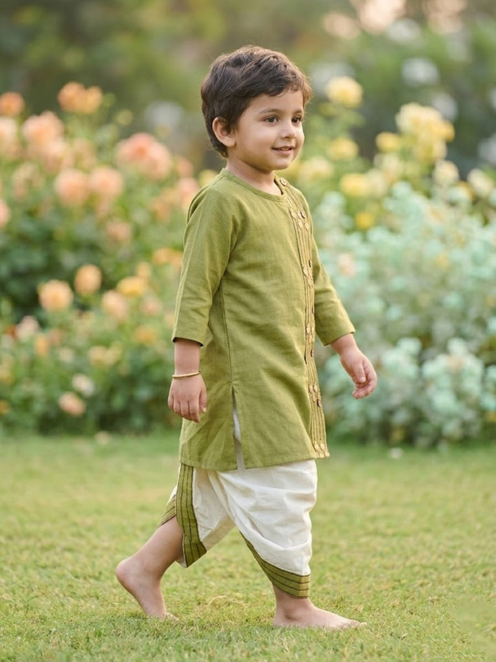 Green Embroidered Kurta Dhoti Set
