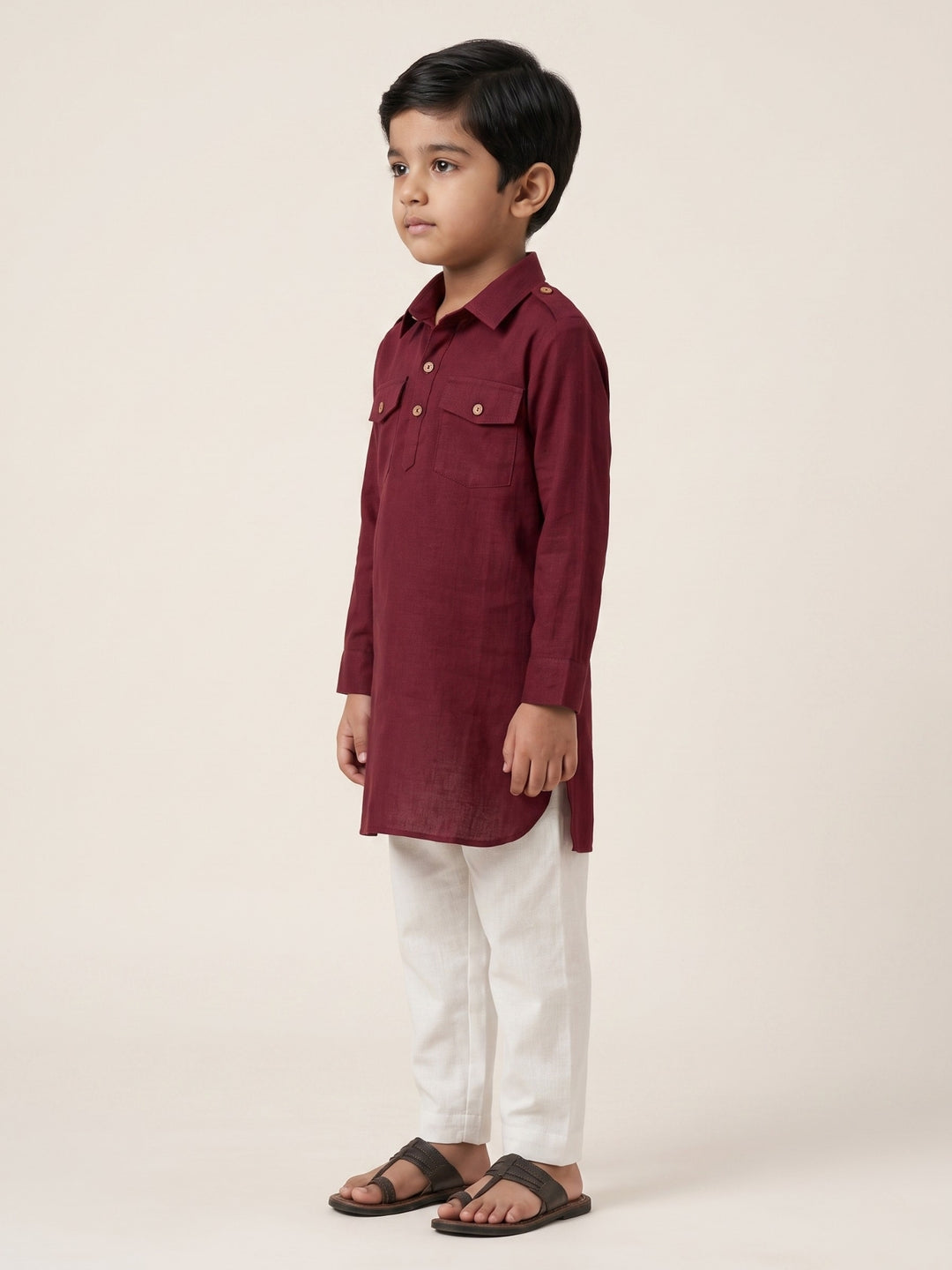 Maroon Pathani Kurta Pajama
