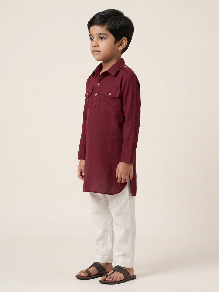 Maroon Pathani Kurta Pajama