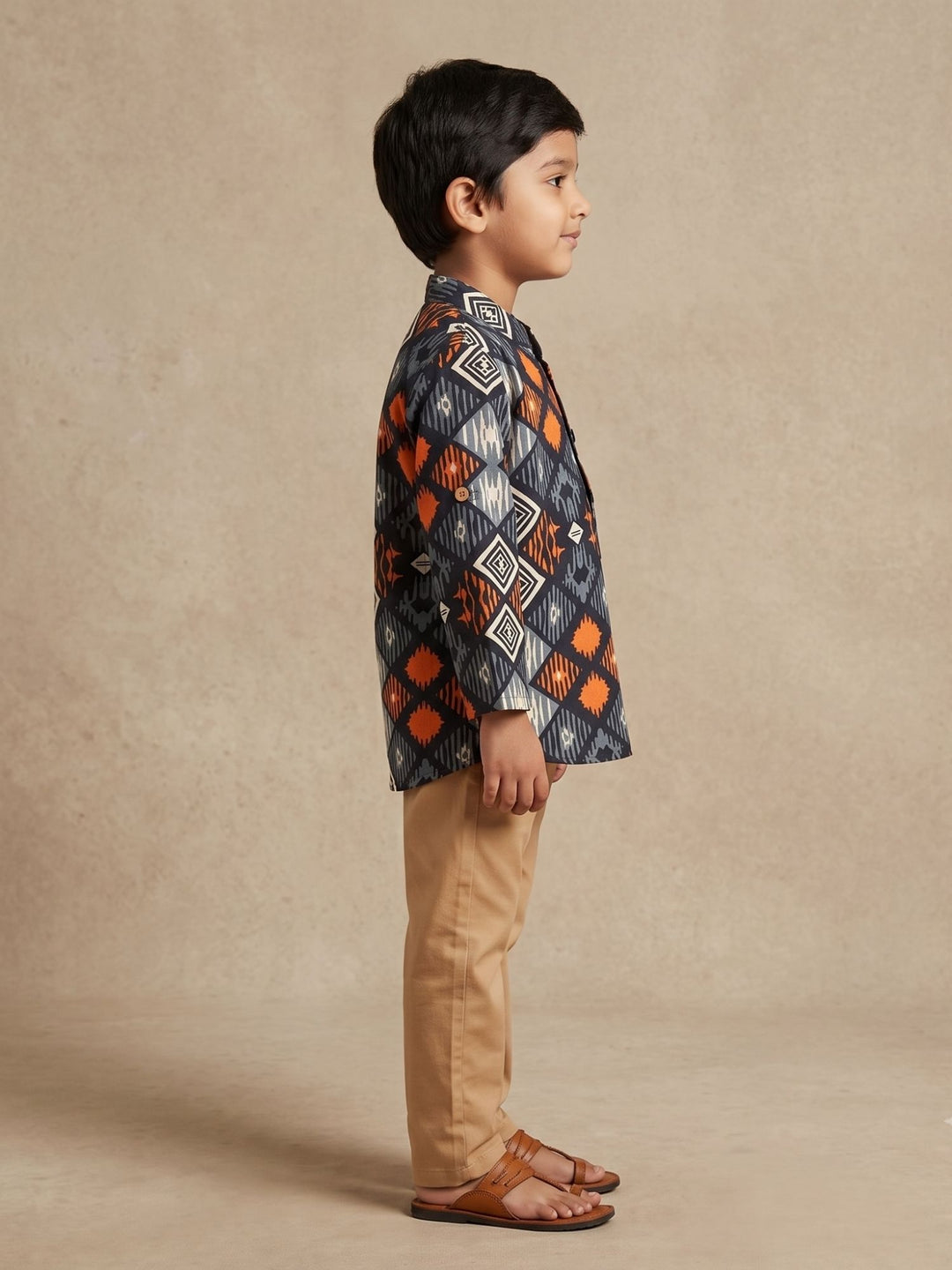 Black Ikat String Short Kurta