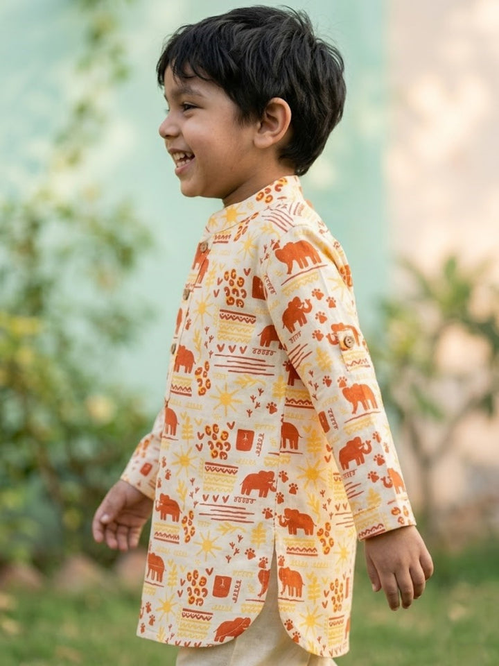 Elephant Motif Short Kurta