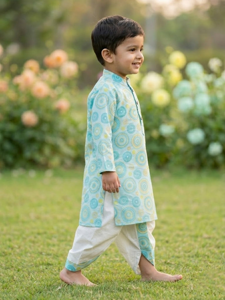 Aqua Mandala Kurta Dhoti Set