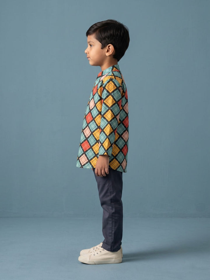 Multicolor Geometric Short Kurta