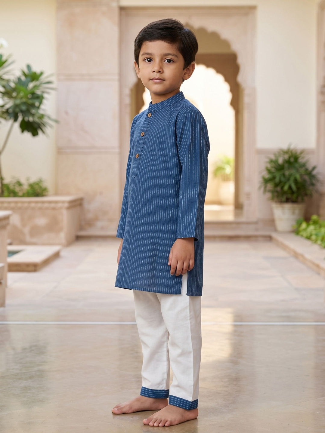 Blue Middle Cut Katha