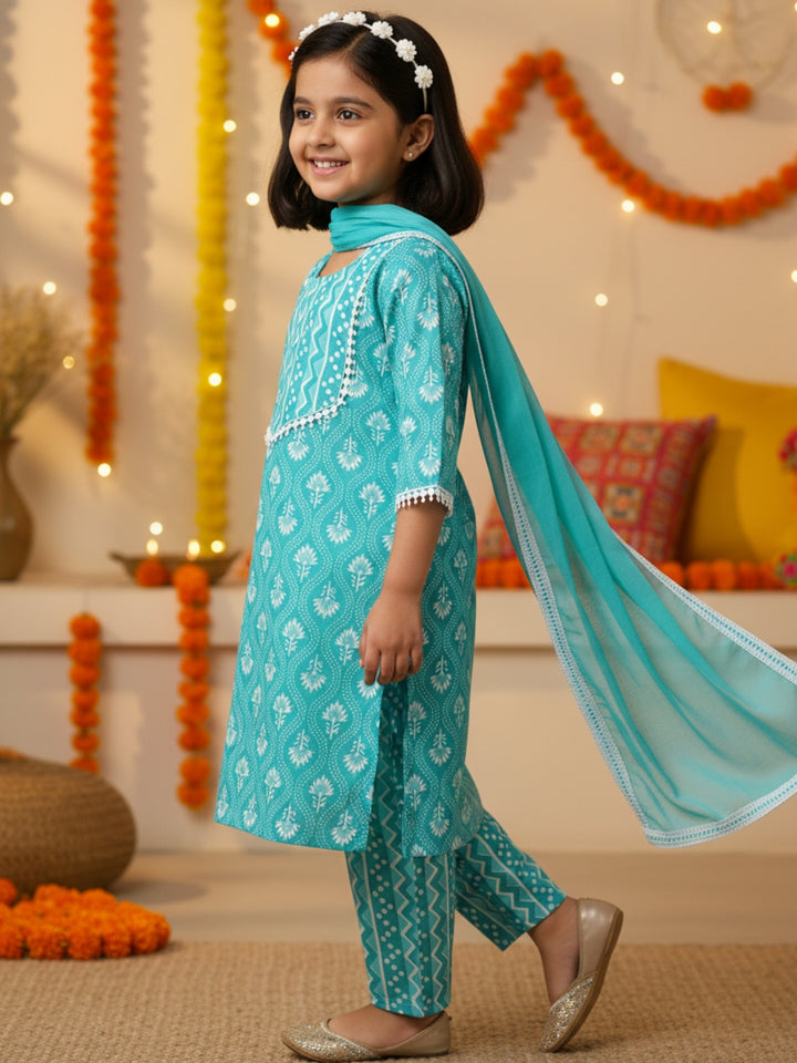 Aqua Motif Print Kurti Set