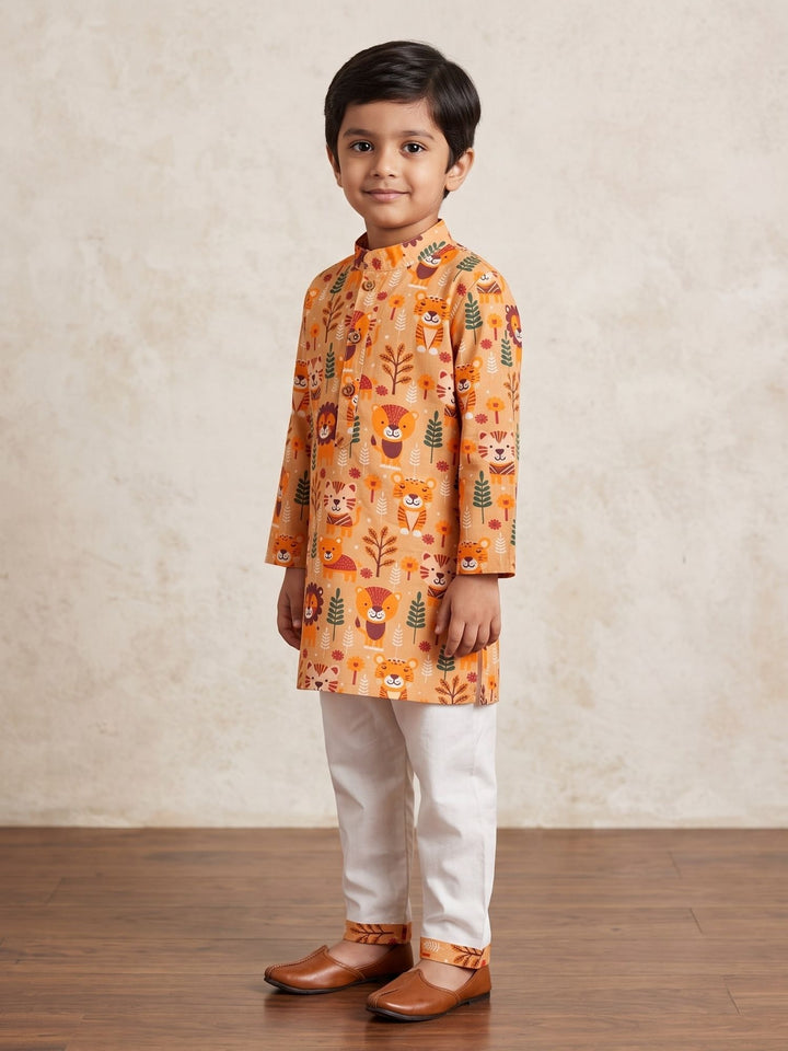 Orange Floral Animal Print