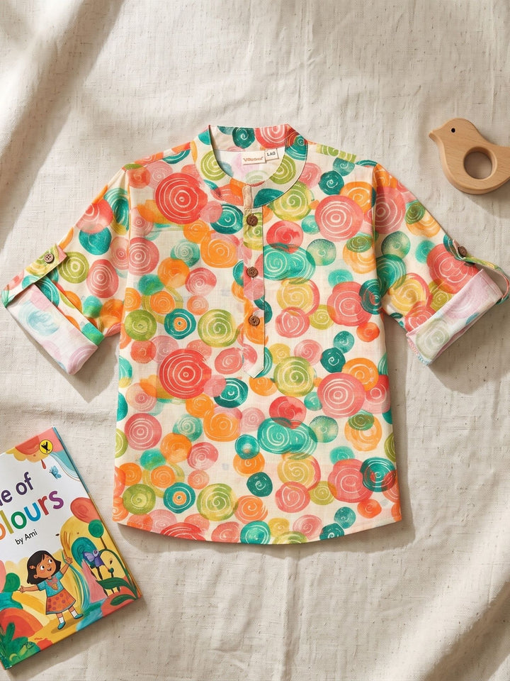 Watercolor Painted Circles Short Kurta