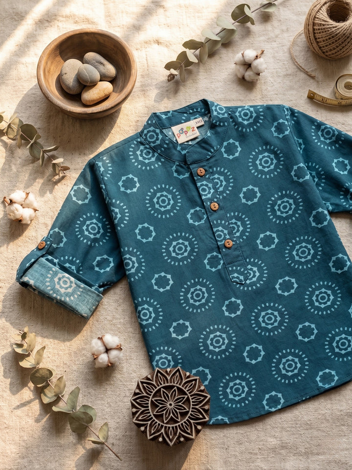 Navy Blue Mandala Short Kurta