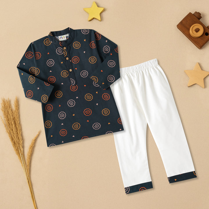 Floral Mandala Print Kurta Pajama Set