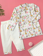 Giraffe & Monkey Print Kurta Pajama Set