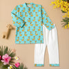 Aqua Llama Print Kurta Pajama Set
