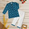 Navy Blue Mandala Cirlce Print Kurta Pajama Set